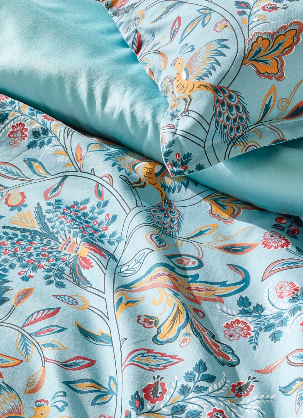 HOUSSE DE COUETTE EN SATIN MOTIF FLORAL GAIA BLEU