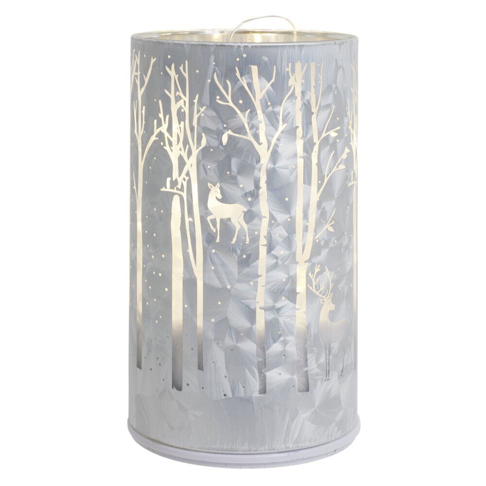 Bougie LED tournante en verre motif forêt Ø9xH15,5cm