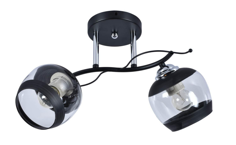 Lampa sufitowa czarna-chromowana Alemria 2xE27x60W wym: 25x48x15 cm Lampex