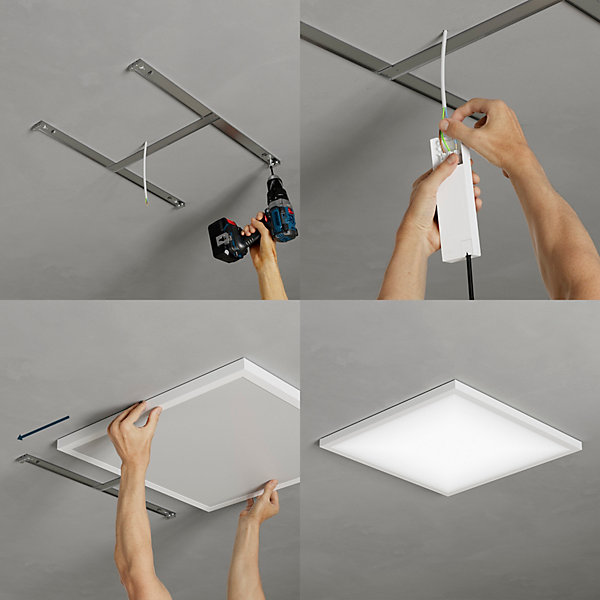 Panneau lumineux Wundt LED intégrée variation de blancs IP20 dimmable 1900lm 15W L.30xl.30xH.3,2cm blanc GoodHome