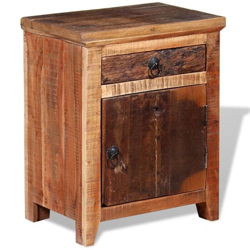 NNEVL Nightstand Solid Acacia Reclaimed Wood