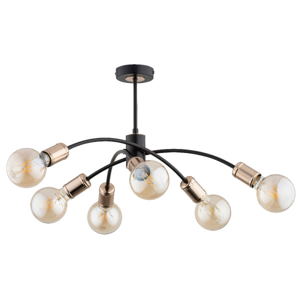 Lampa sufitowa czarno-złota RALPH 6xE27x15W wym: 31x54x54 cm Alfa