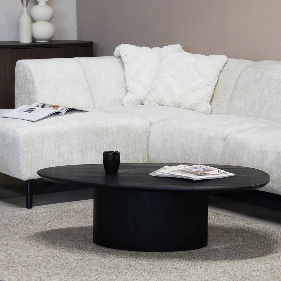 Salontafel Organisch - Zwart Hout - 80x55x38cm - Nara