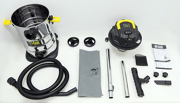 Aspirateur eaux &poussières 1400W cuve inox 25L avec prise asservie