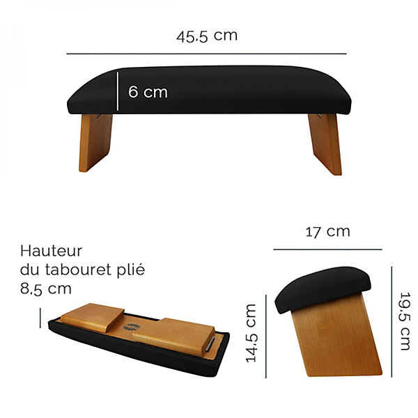 Banc, tabouret de méditation, yoga pliant en bois - Prune - Vivezen