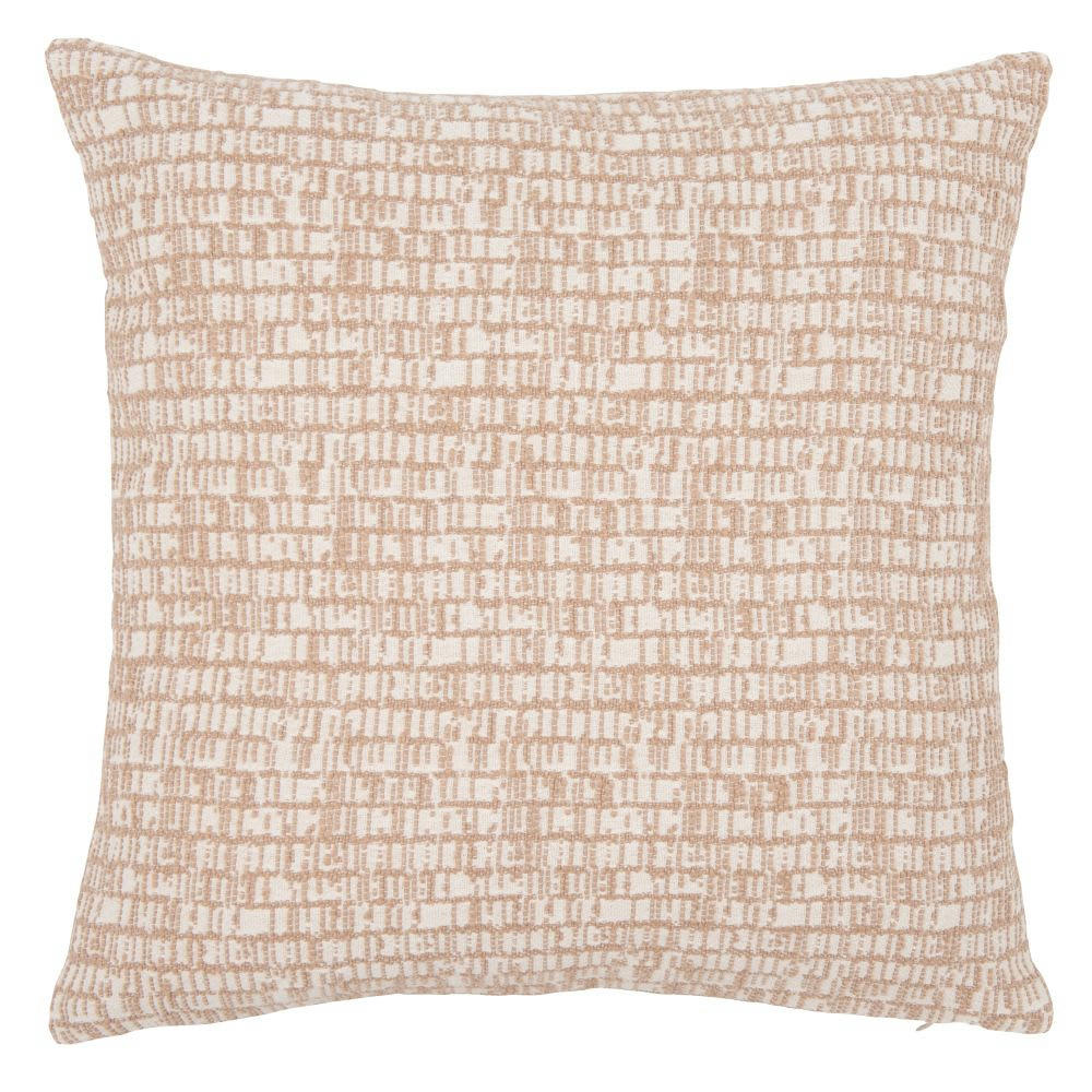 HOKKAIDO - Housse de coussin en coton tissé jacquard beige et blanc 40x40