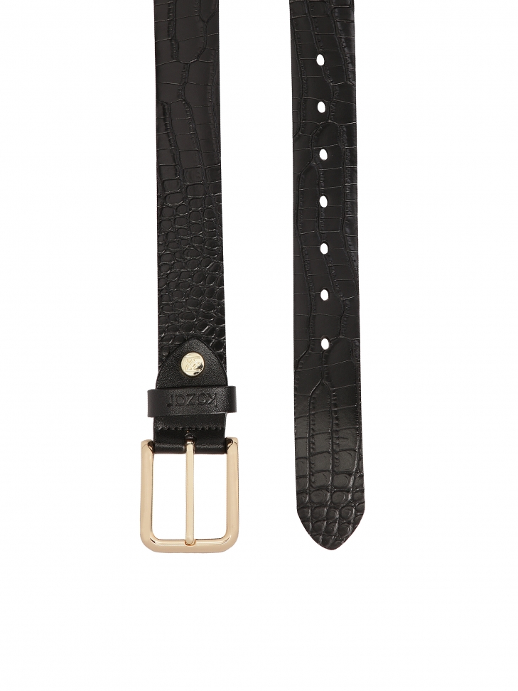 Black belt with embossed kroko pattern