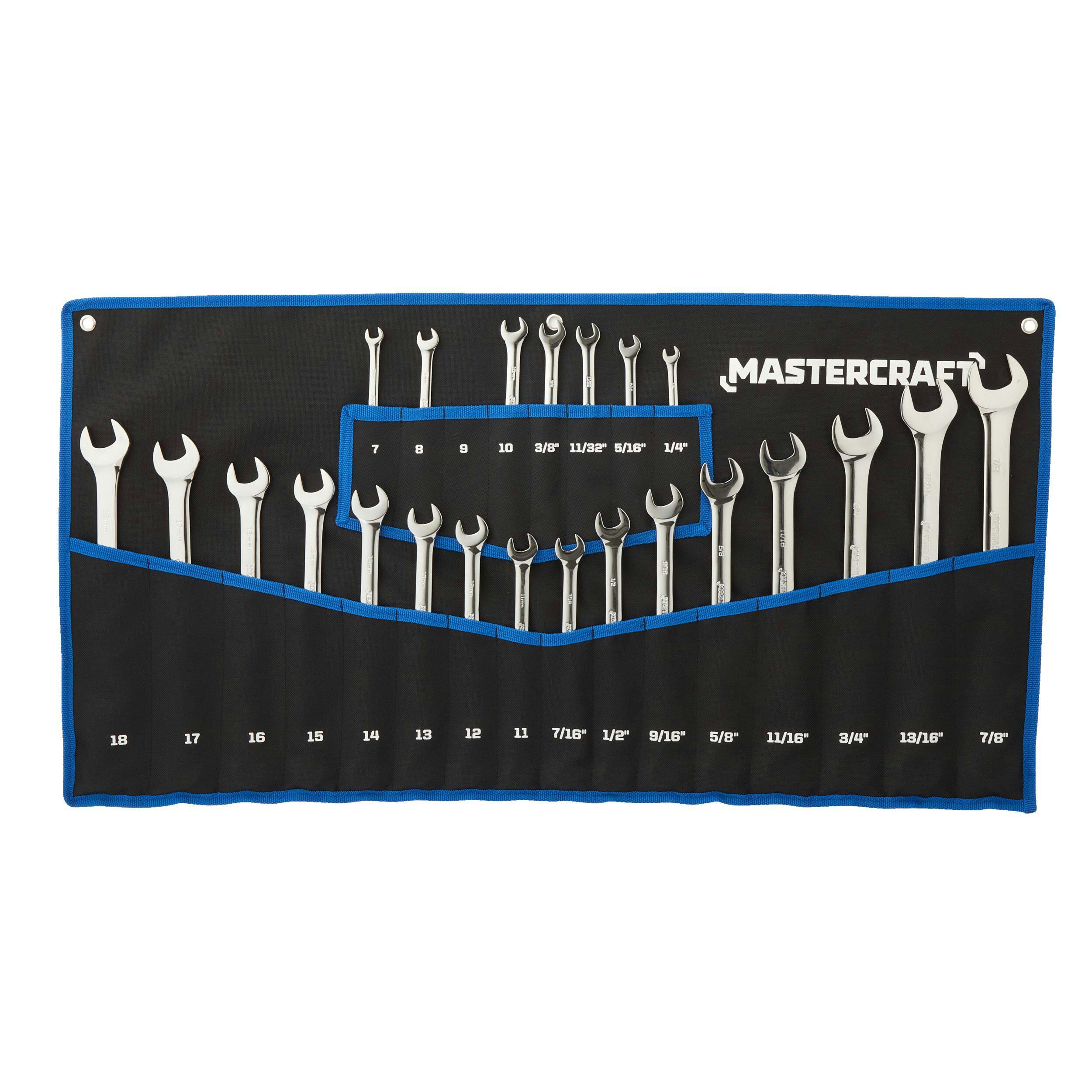 Mastercraft SAE & Metric Wrench Roll, 24 Pockets