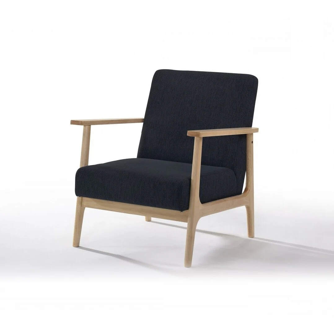 31 Black and Natural Oak Low Seat Modern Armchair