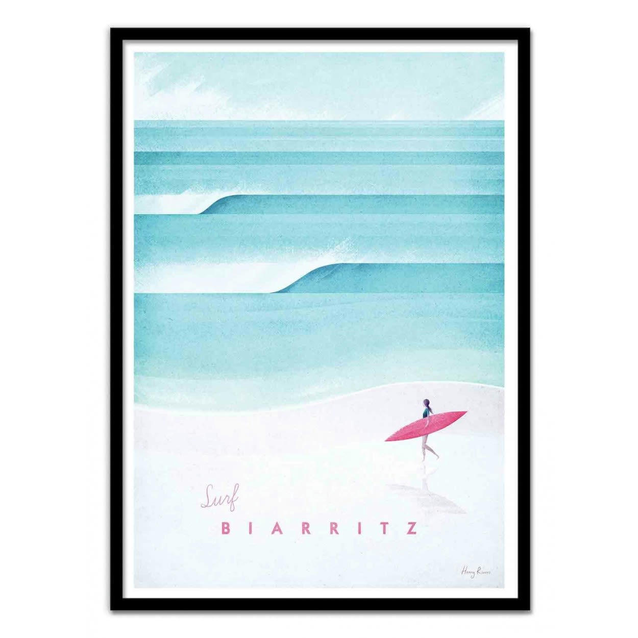 HENRY RIVERS - SURF BIARRITZ - Affiche d'art 30 x 40 cm