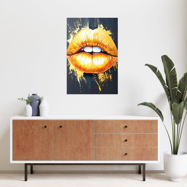 Naklejka samoprzylepna do salonu Feeby Złote Usta Kobiety Glamour 20x30