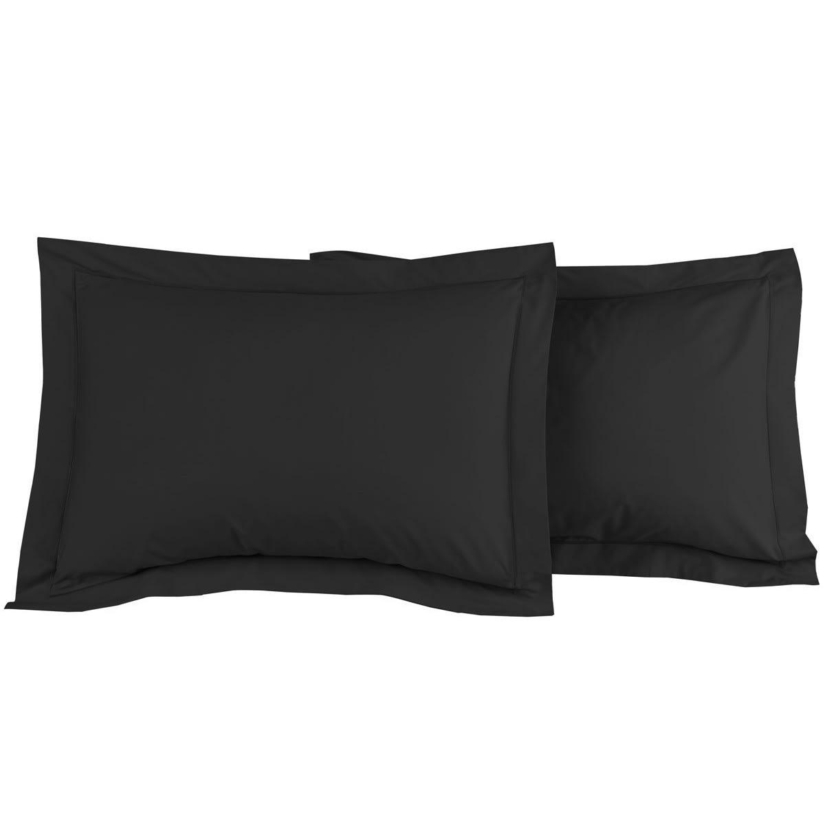 SOFT PERCALE - Lot de 2 taies d'oreiller en percale de coton anthracite 50x70 cm