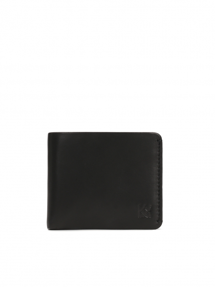 Black leather wallet with coin slot