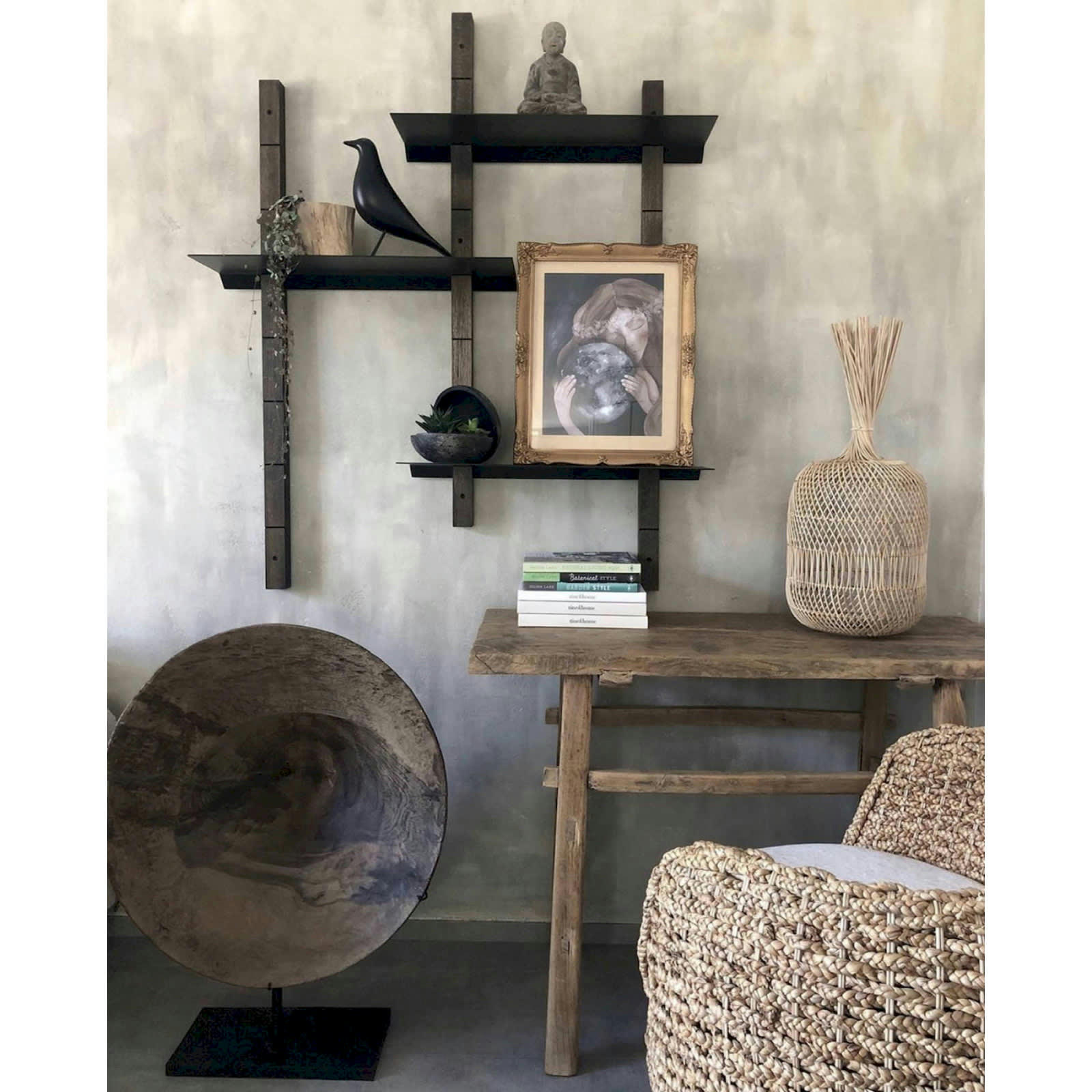 BALI BAZAR - Abat-jour Rotin Bois clair 22x22x50 cm