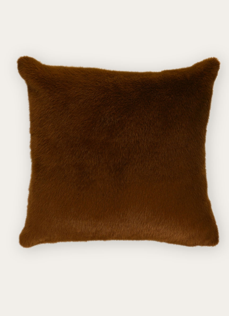 COUSSIN EFFET MOHAIR ET FOURRURE MARRON