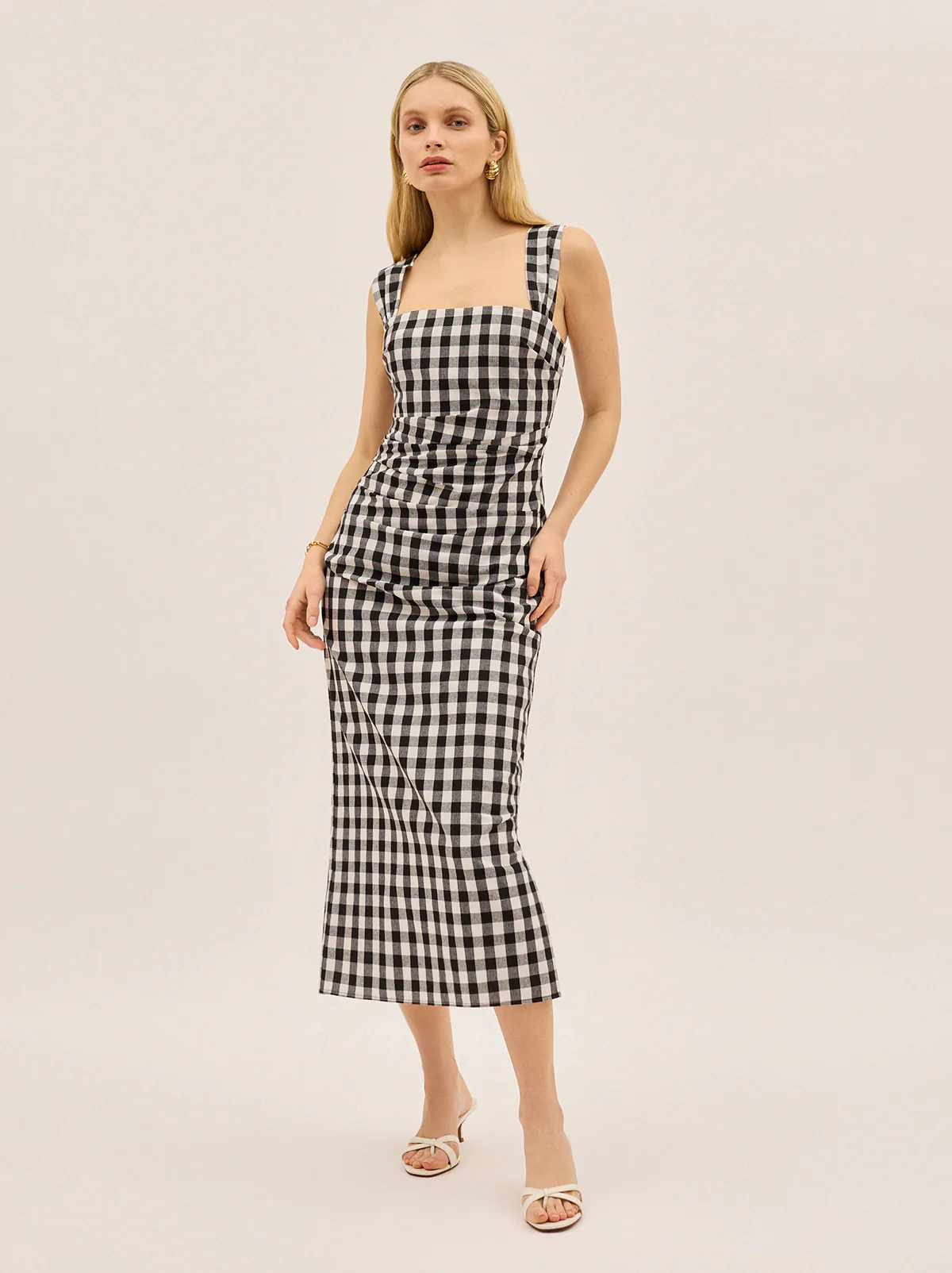 Rita Gingham Linen Blend Dress