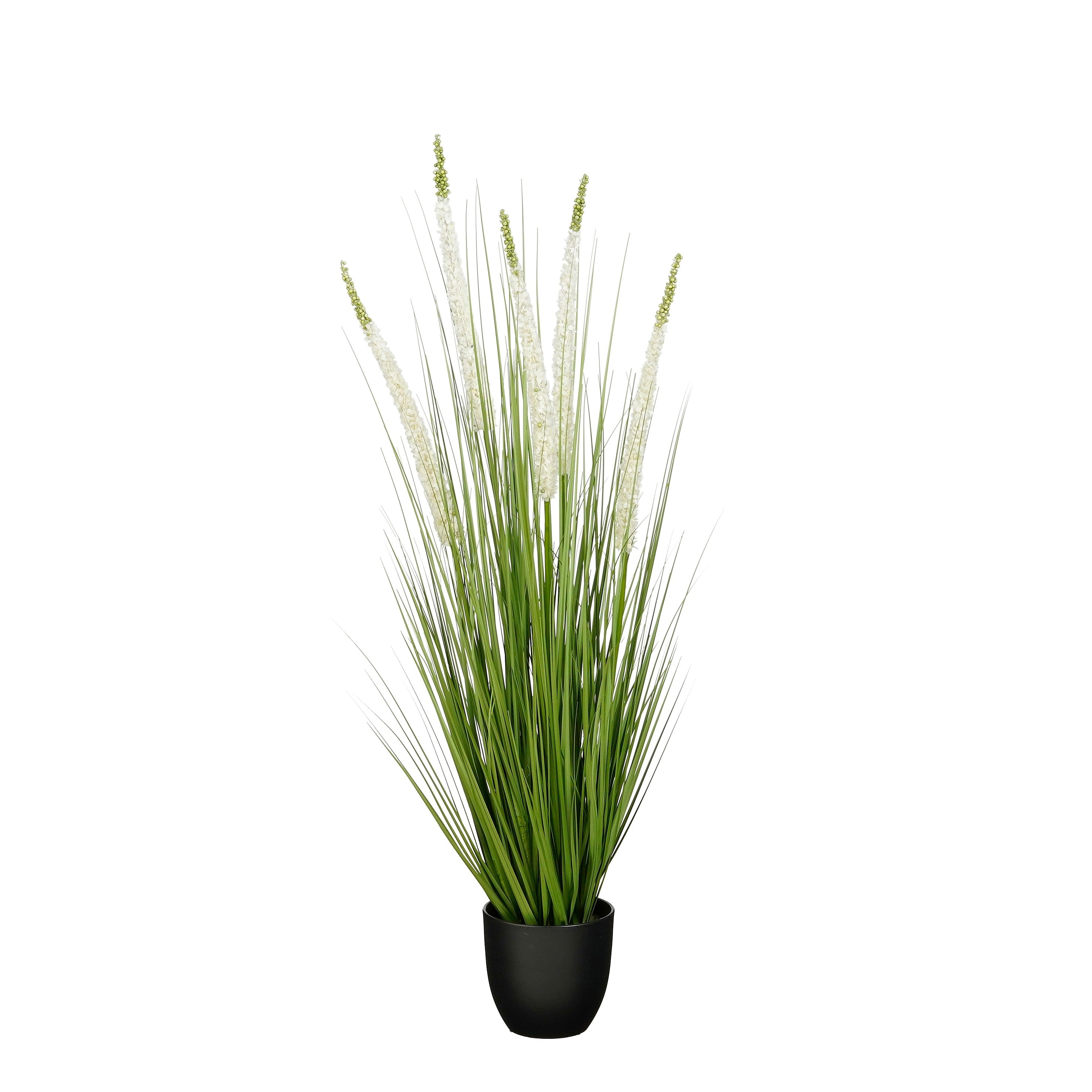 Mica Decorations Eremurus – Kunstgras in Pot – Realistische Nepplant Woondecoratie – Kunstplanten voor Binnen en Buiten – H110 x Ø35 cm – Groen, Wit