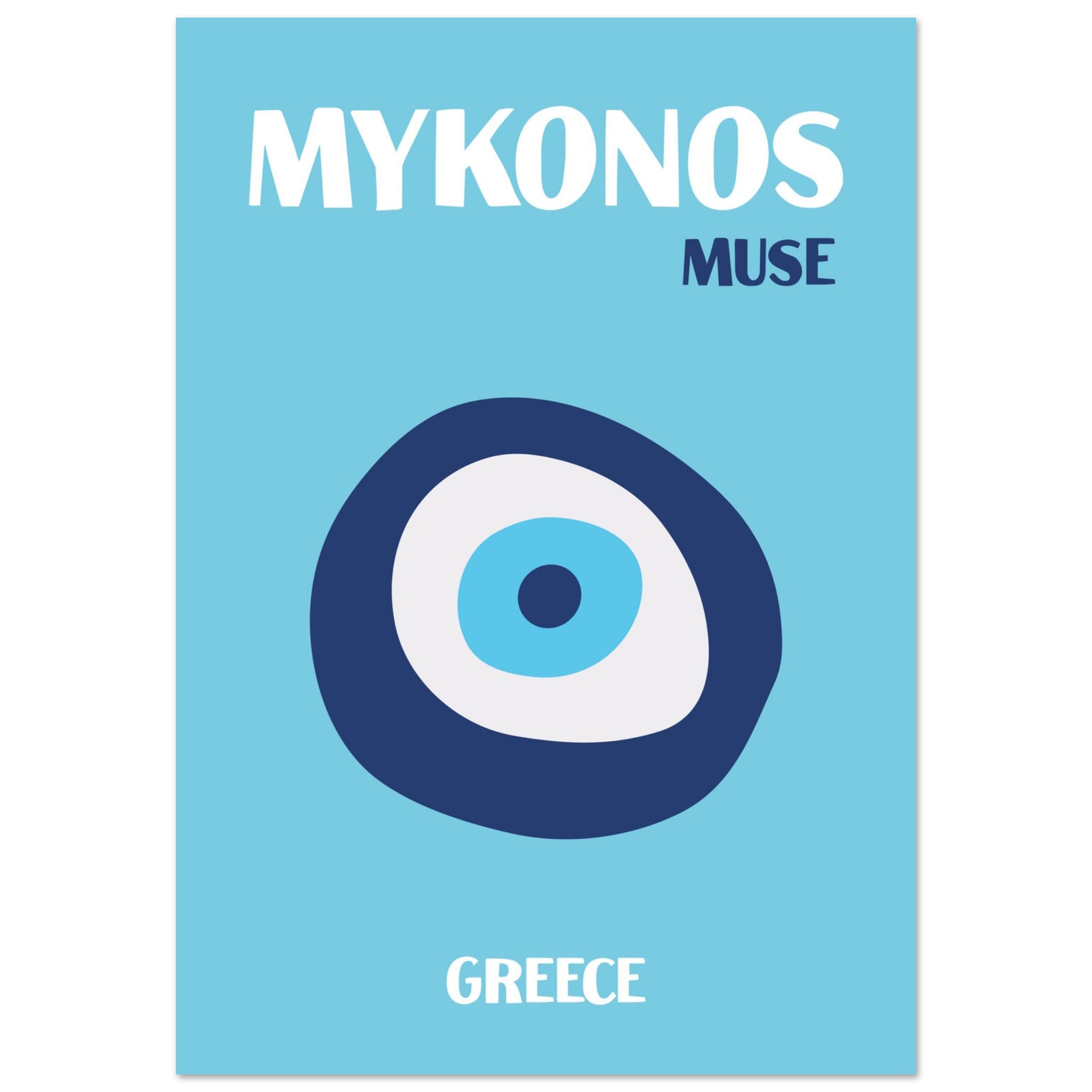 Artfulprints Poster Griekenland - Mykonos  - 70x100 cm - Blauw