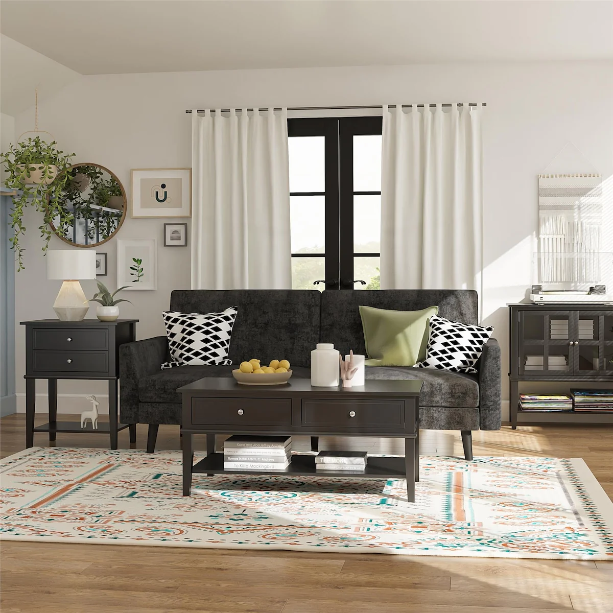 Eclectic Boho Coffee Table, Black