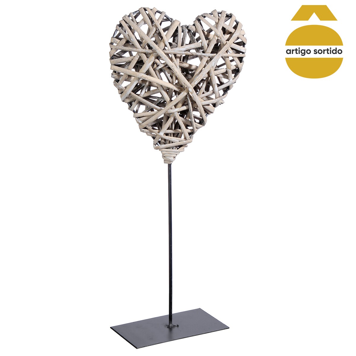 Coração de vime com suporte