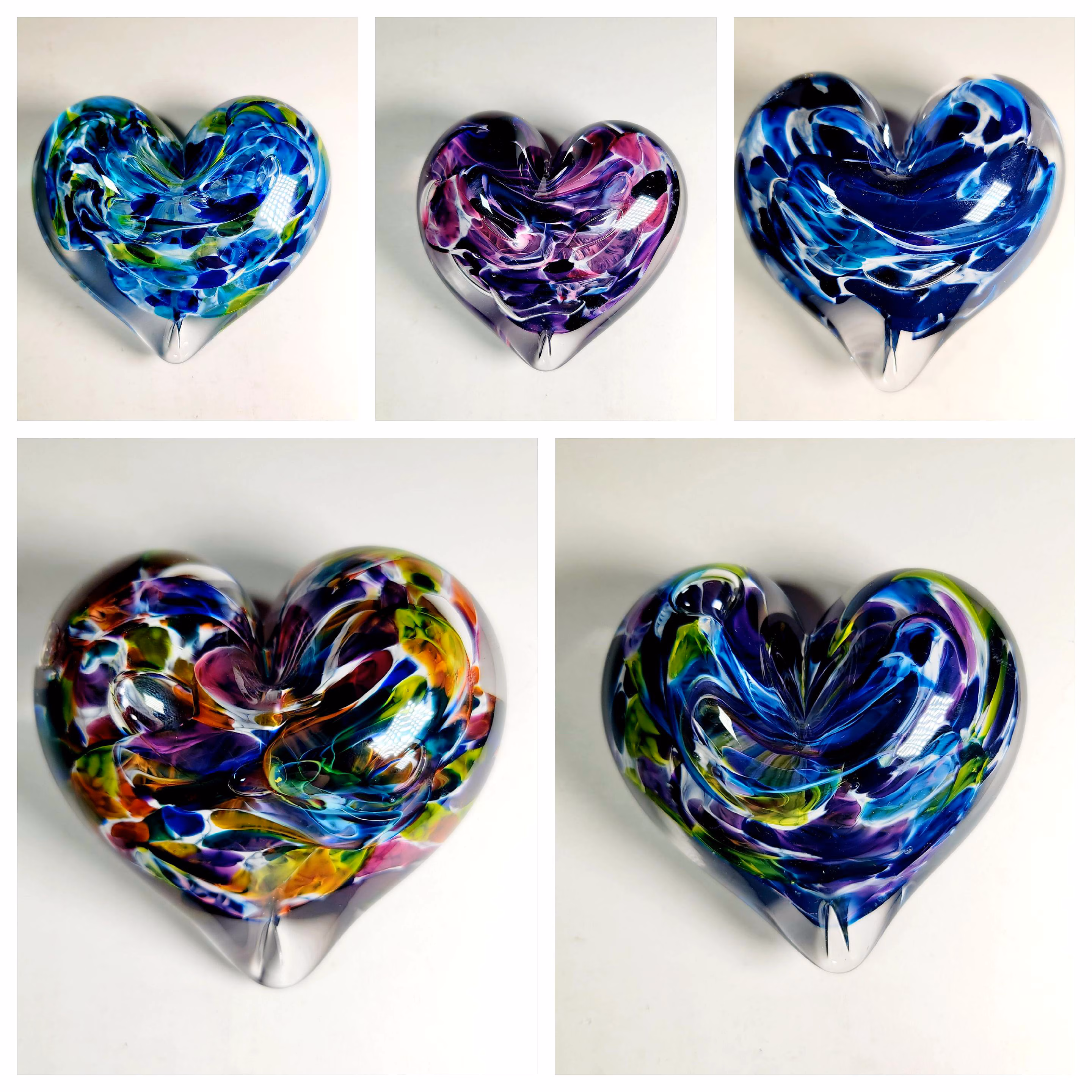 Glass Hearts Paperweights