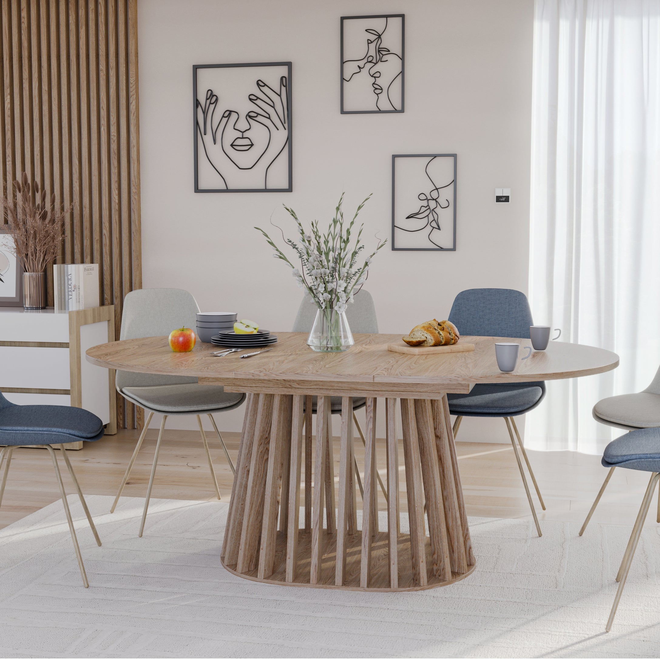 by fonQ Strik Eettafel Uitschuifbaar - 120/144 x 120 cm