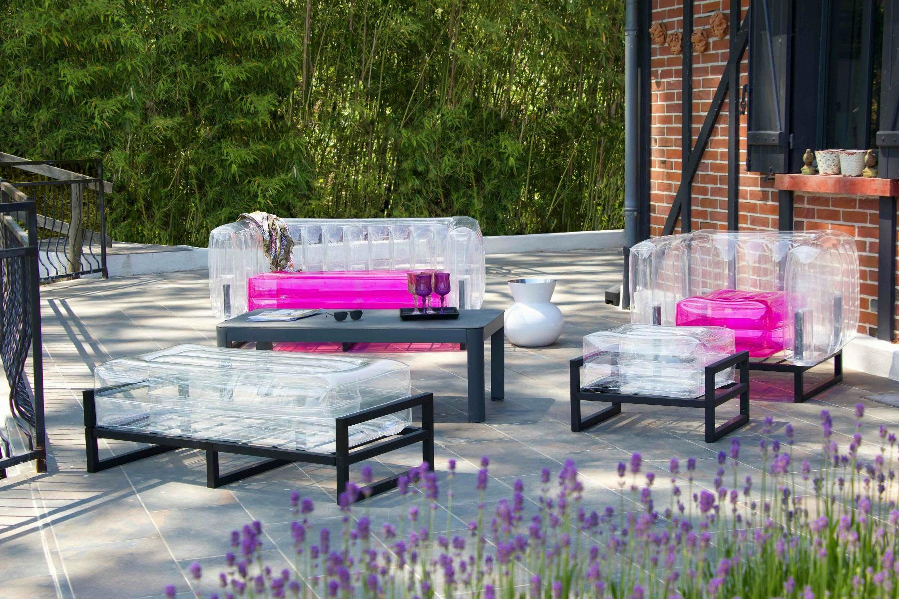 - Fauteuil design Bicolore Transparent/rose