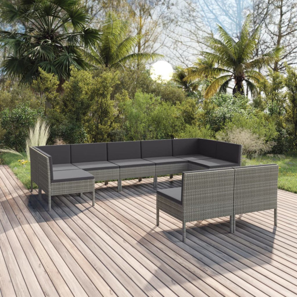 Zestaw wypoczynkowy do ogrodu Szary Technorattan 2x narożna   7x sofa