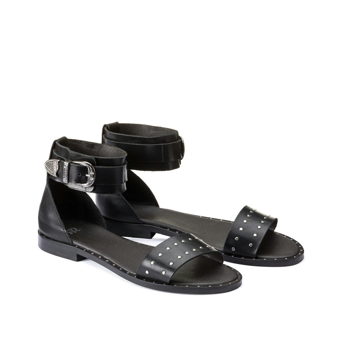 Sandales plates en cuir, fabriquées en Europe