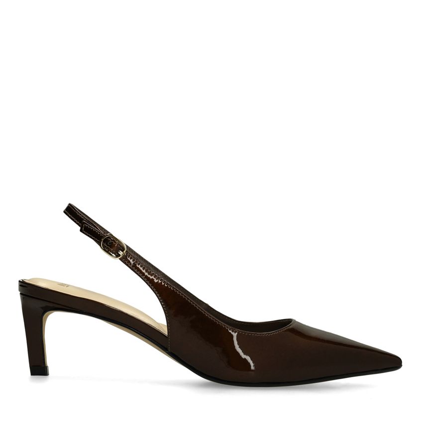 Manfield Bruine lak slingbacks