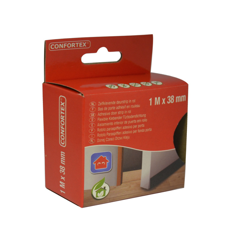 Bas de porte souple adhésif en mousse noir 100 cm CONFORTEX