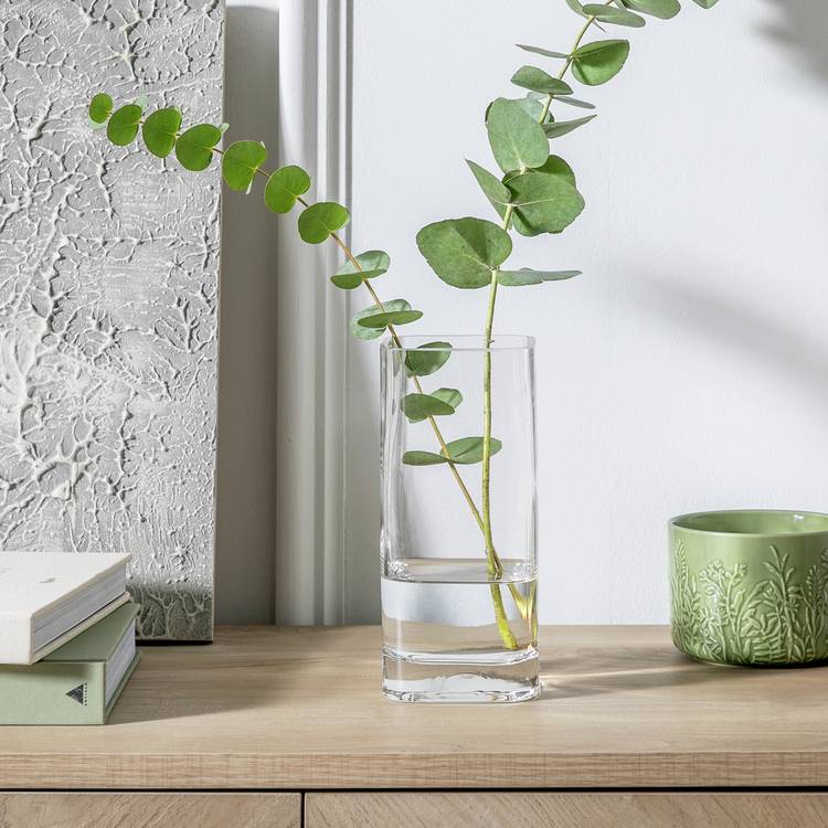 Habitat Small Round Edge Square Glass Vase - Clear