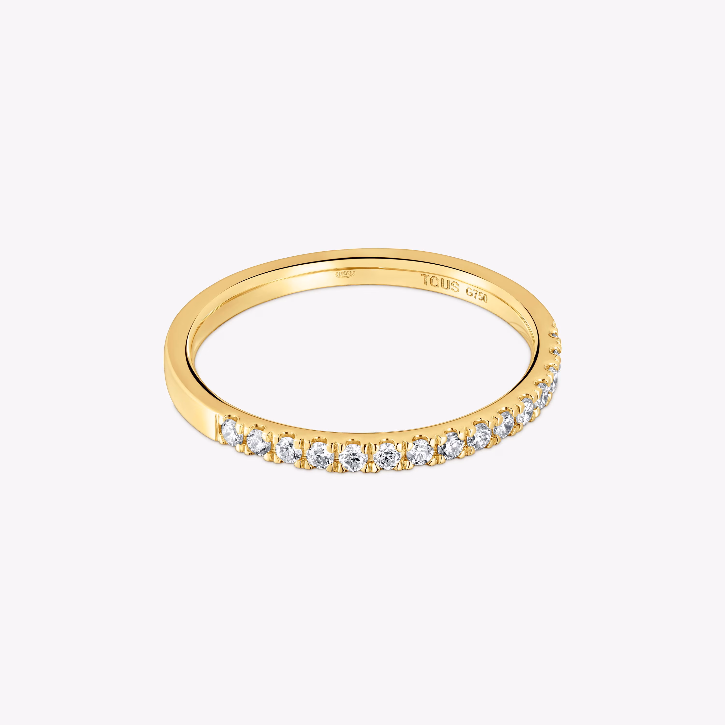 Anillo media alianza mediana de oro con diamantes Les Classiques