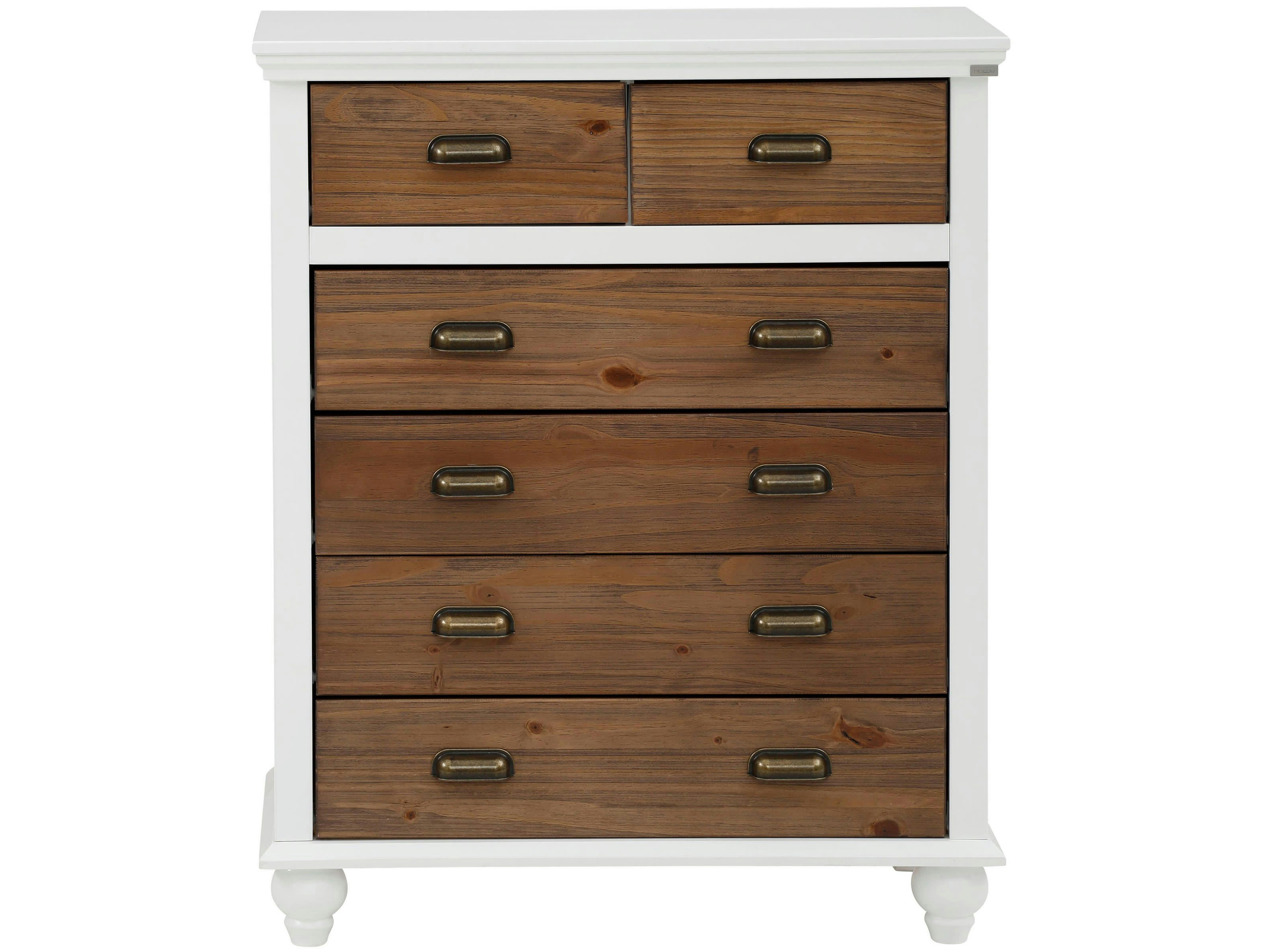 HANNA - Commode 4 grands tiroirs et 2 petits tiroirs en MDF blanc/nature