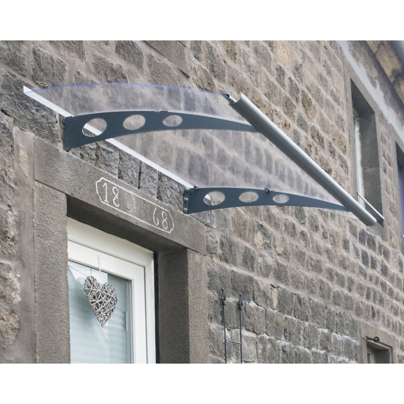 Marquise de porte Garamond gris foncé 135 x 90,5 cm CANOPIA