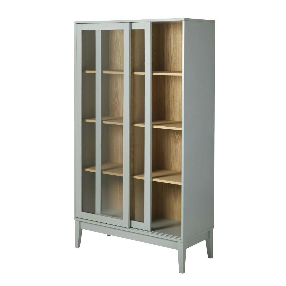 Illa - Vitrine vintage 2 portes gris bleu