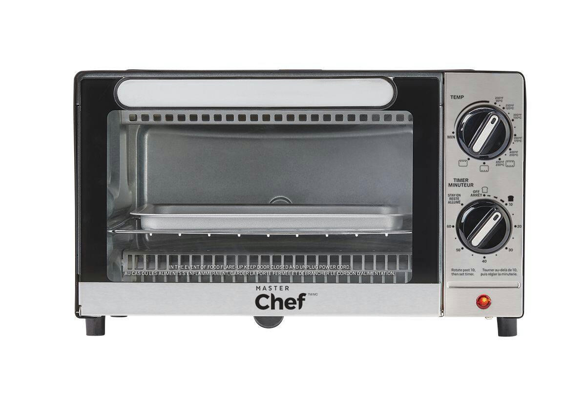 MASTER Chef Toaster Oven w/ 3 Functions, Stainless Steel, 4-Slices