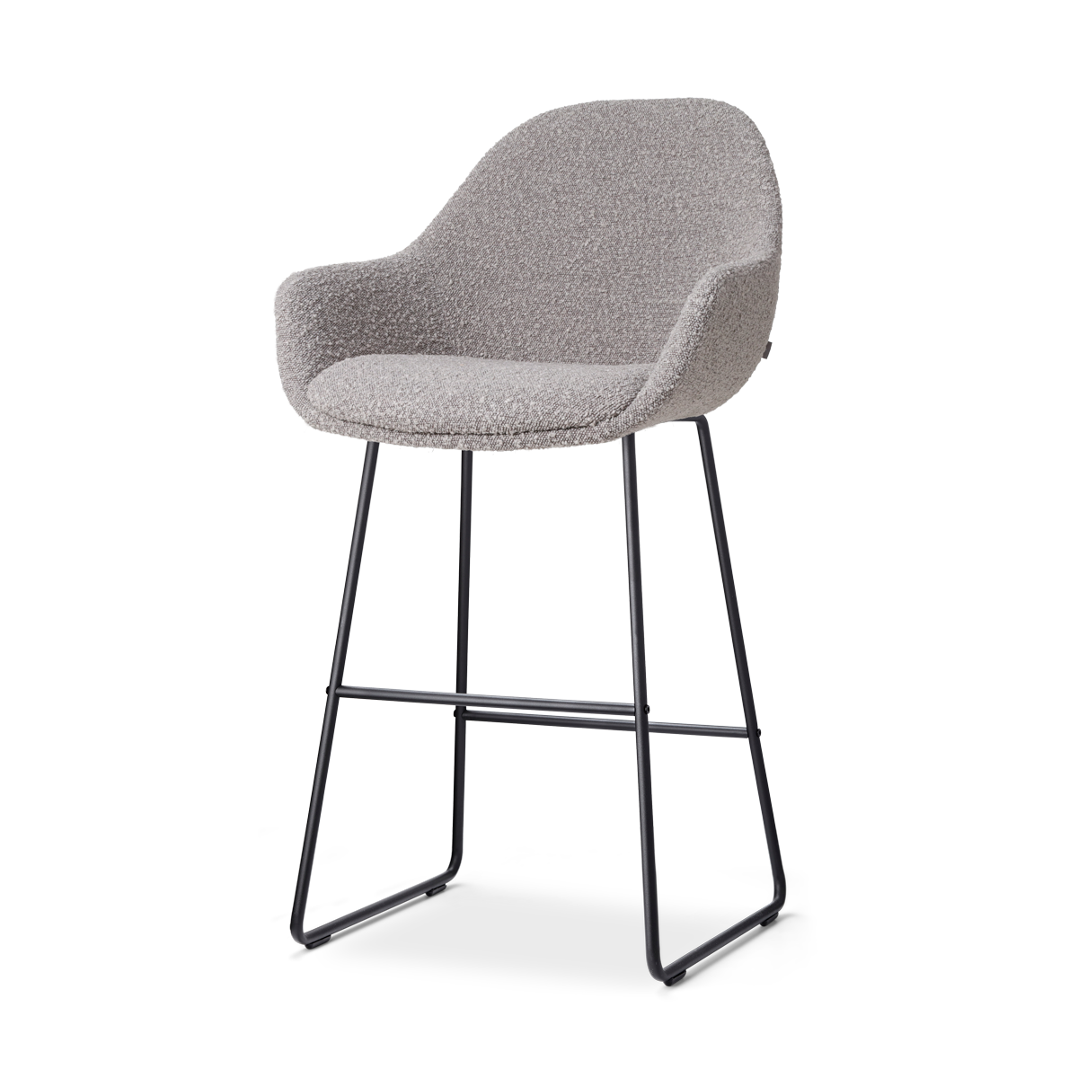 Nolon Nino-Mae Barkruk Bouclé Taupe - met Armleuning - Zwart - 65 cm