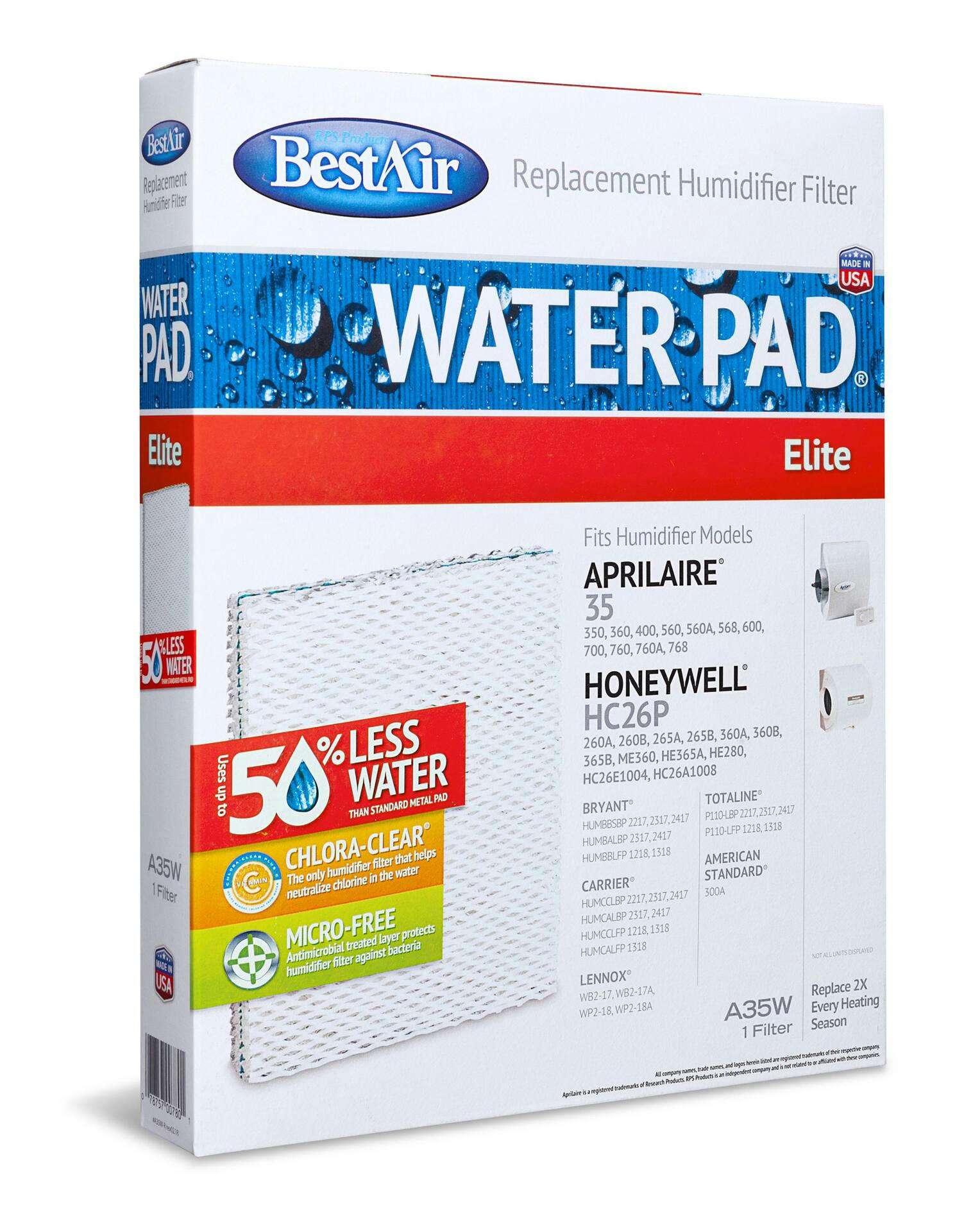 BestAir A35W-PDQ-6 Whole Home Humidifier Replacement Water Pad For Aprilaire/Honeywell Humidifiers , White, 1-pk