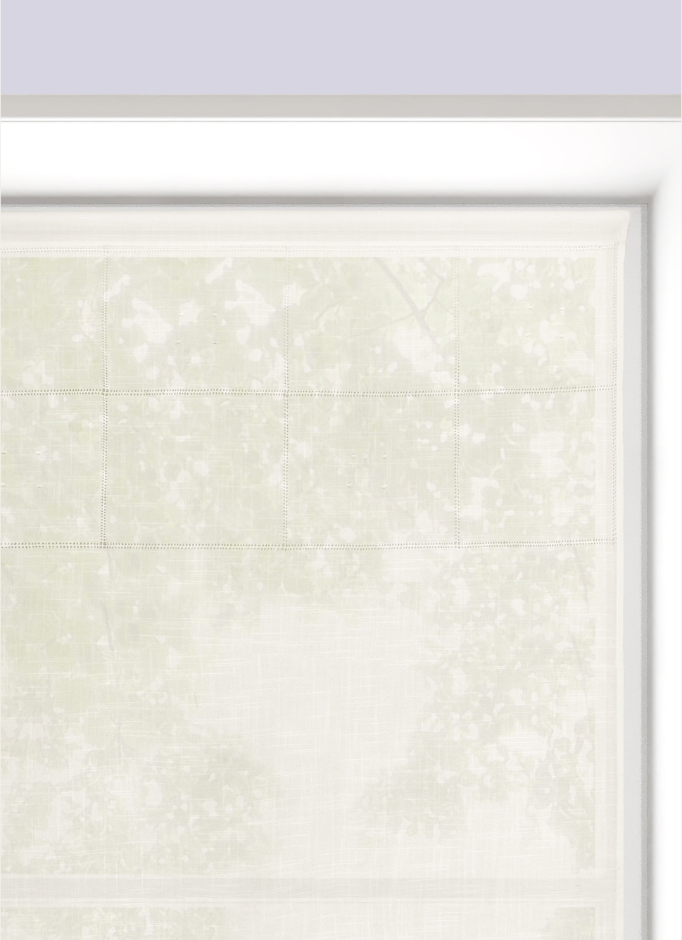 VITRAGE BLANC BRODÉ ET FINITION EN POINTE 45X90 CM BLANC