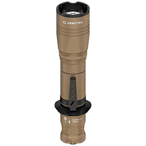 ArmyTek Dobermann Pro Magnet USB Sand Warm LED - Lampe torche tactique rechargeable, 1400 lm, portée 363 m