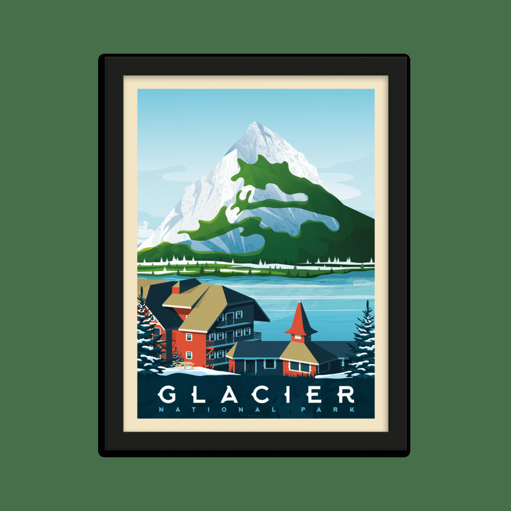 - Affiche Glacier National Park + Cadre Bois noir 30x40 cm