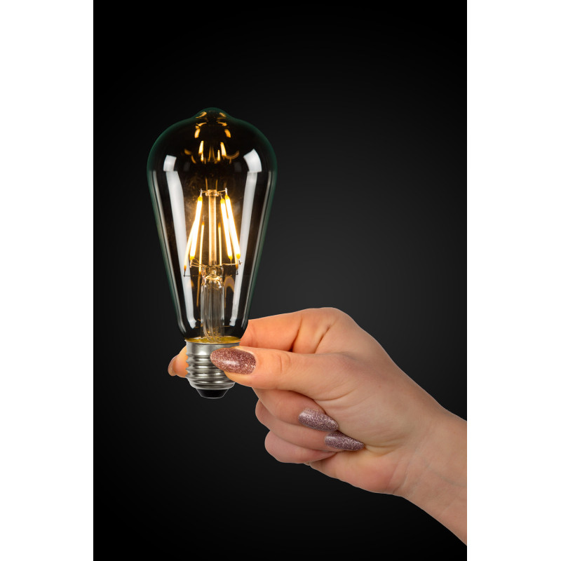 Ampoule LED à filaments transparente E27 ST64 blanc chaud 7 W LUCIDE
