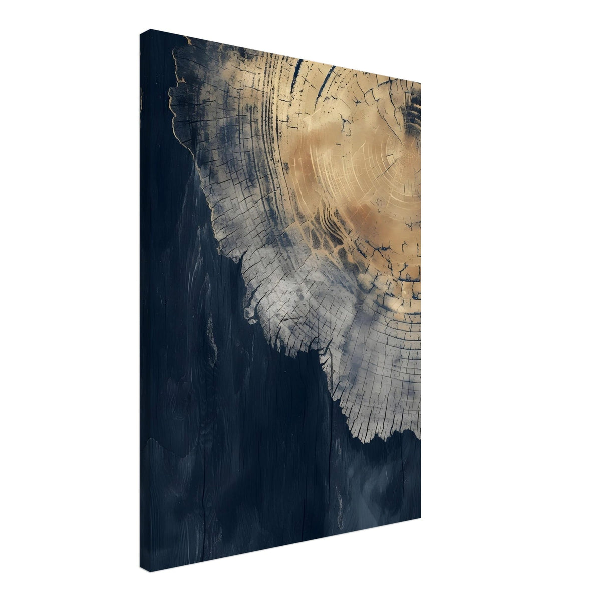 Artfulprints Canvas Abstract wood rings canvas - 50x70 cm - Blauw