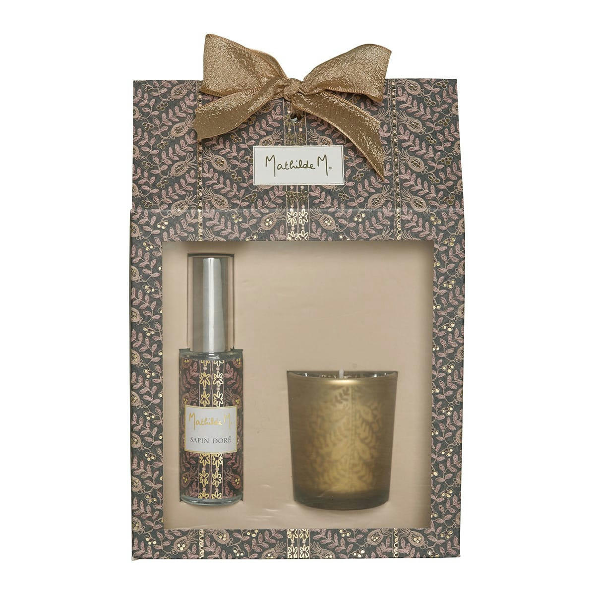 - Coffret bougie et spray d'ambiance - Sapin Doré