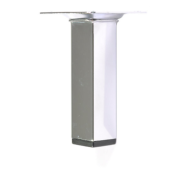 4 un. Pied carré pour meuble en acier 25x25mm hauteur 150mm chromé avec embout