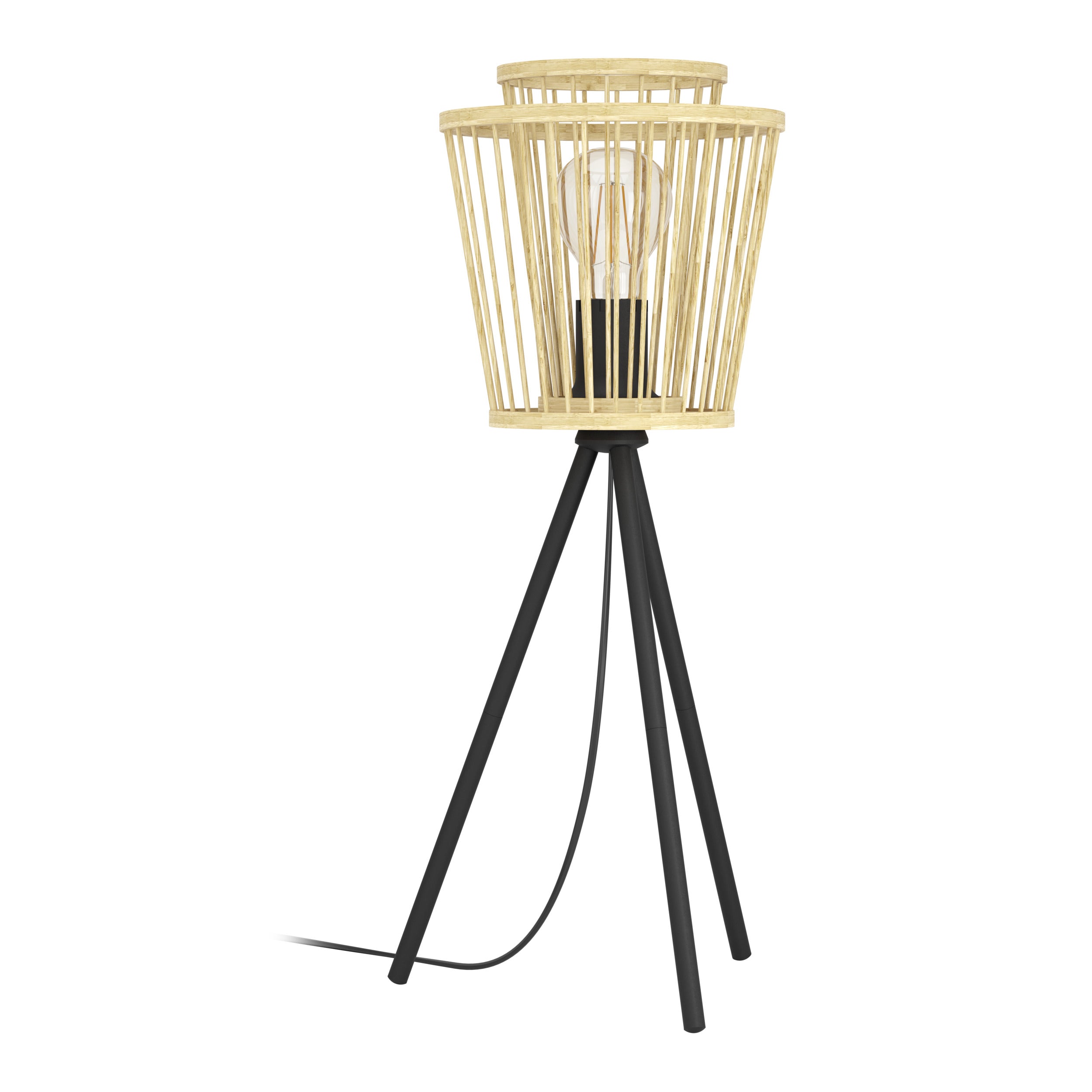 EGLO tafellamp Hykeham - e27 - 57 cm - zwart/hout