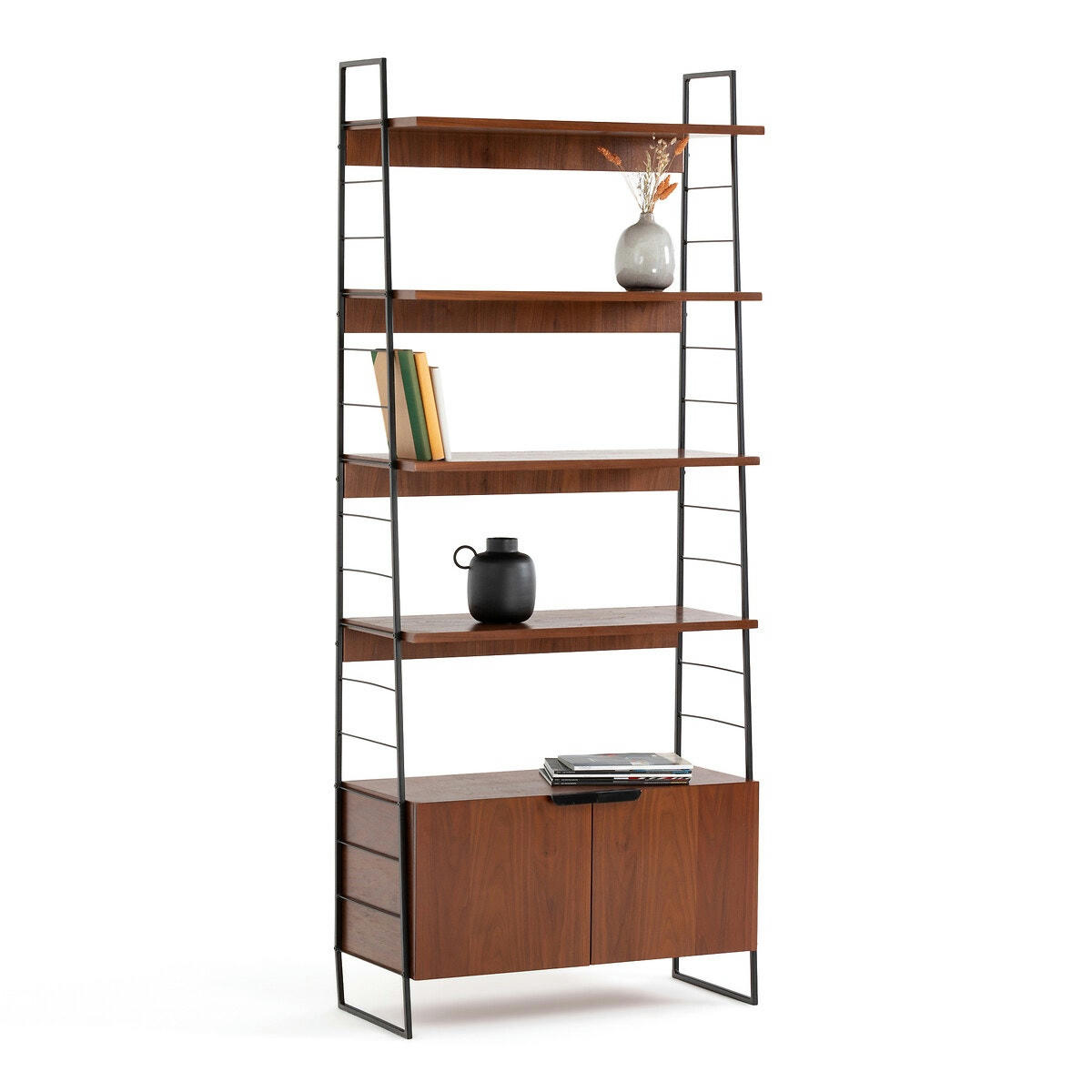 Étagère acier et noyer vintage, H190 cm, Watford