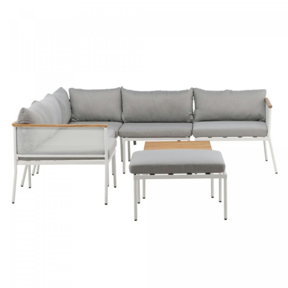 ZABAR - Salon de jardin contemporain tissu gris clair