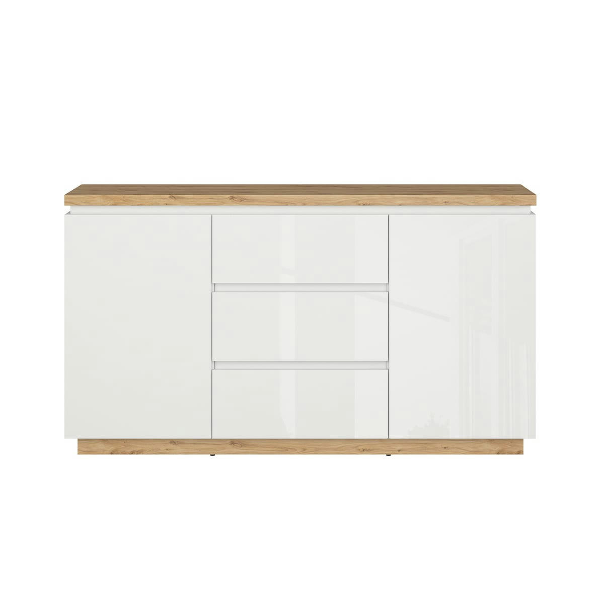 - Buffet 3 tiroirs 2 portes blanc et naturel